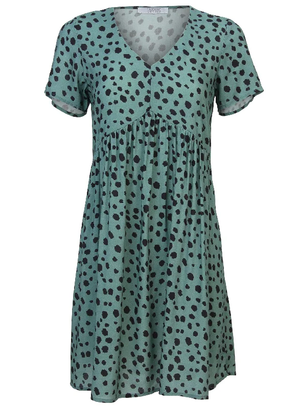 Printed V-neck dress - Green & Black