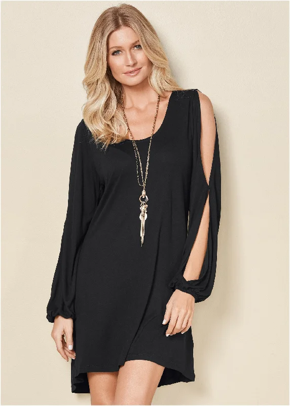 Sleeve detail dress - Black