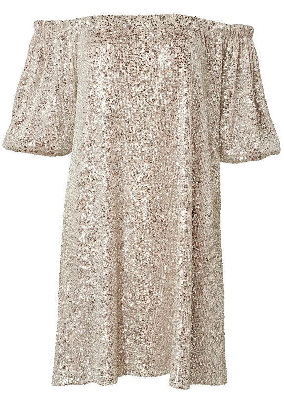 Sequin off-the-shoulder dress - silver