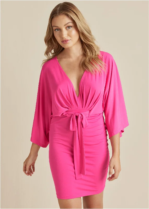 Tie front dress - Pink