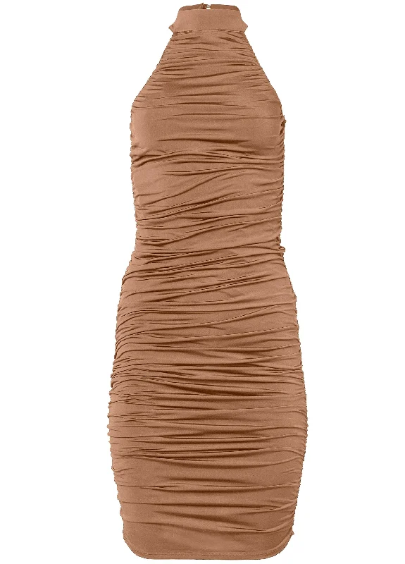 Shape Embrace mock-neck dress - Brown