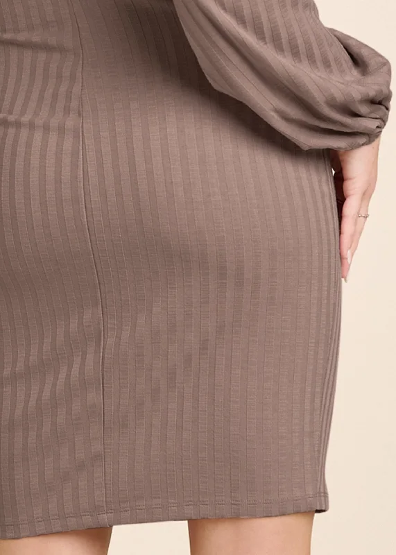 Balloon sleeve ruched dress - Taupe