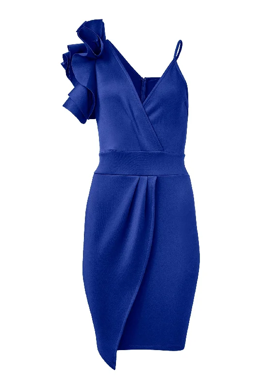 Ruffle shoulder mini dress  - Sodalite Blue