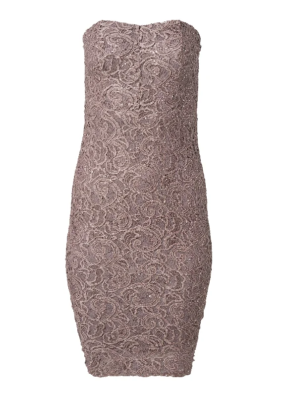 Strapless lace dress - Mocha