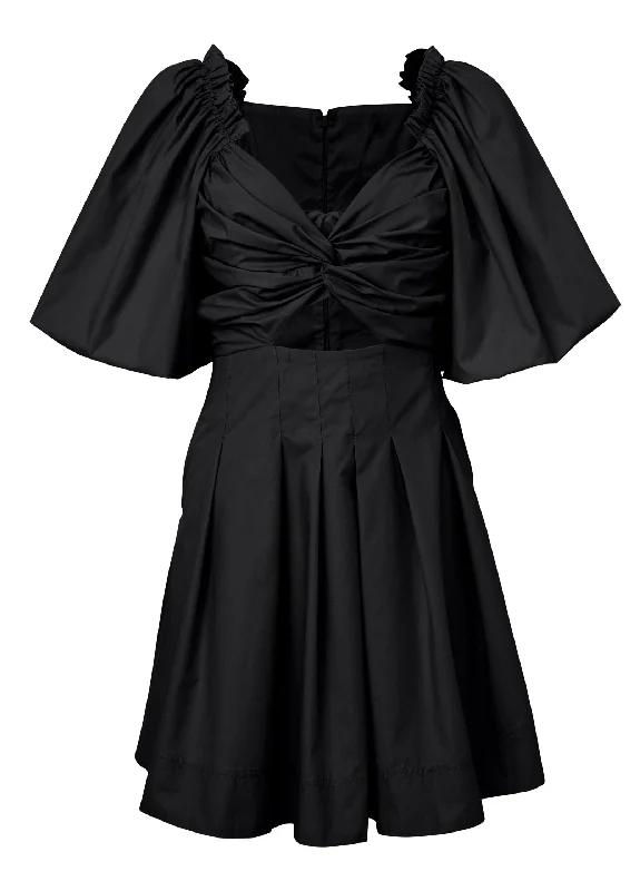 Puff sleeve taffeta dress - Black