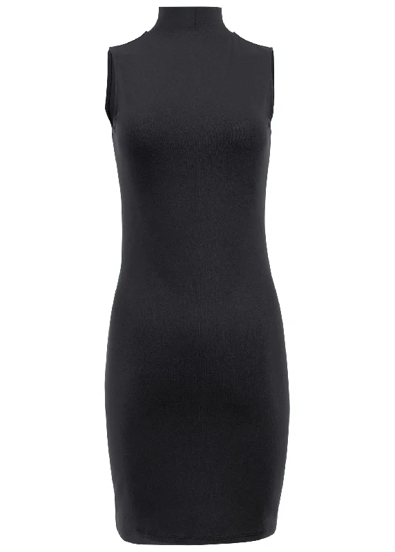 Mock neck mini dress - Black