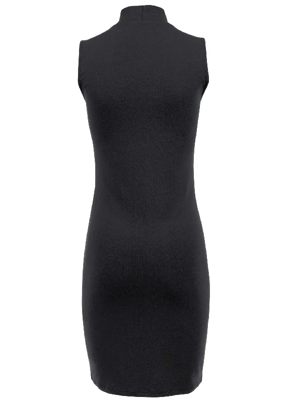 Mock neck mini dress - Black