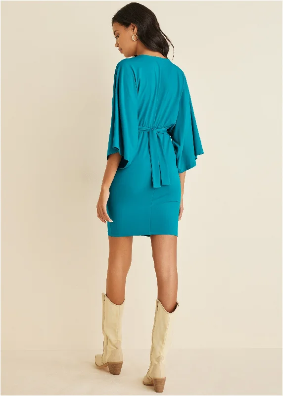 Tie front dress - Teal