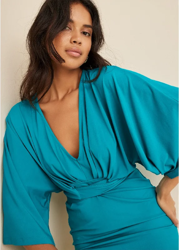 Tie front dress - Teal