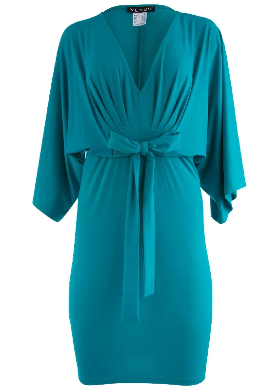 Tie front dress - Teal