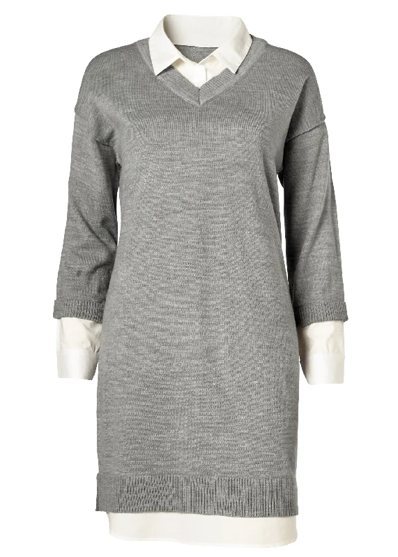 Layered sweater dress - Heather Grey Multi