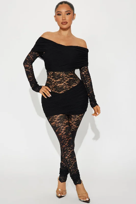 Adore You Lace Jumpsuit - Black