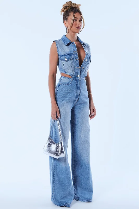 Baylin Denim Jumpsuit - Light Wash