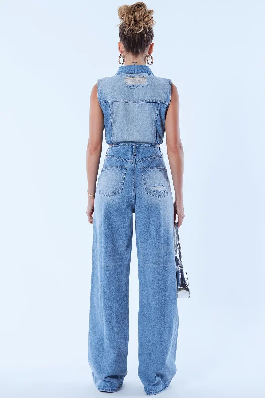 Baylin Denim Jumpsuit - Light Wash