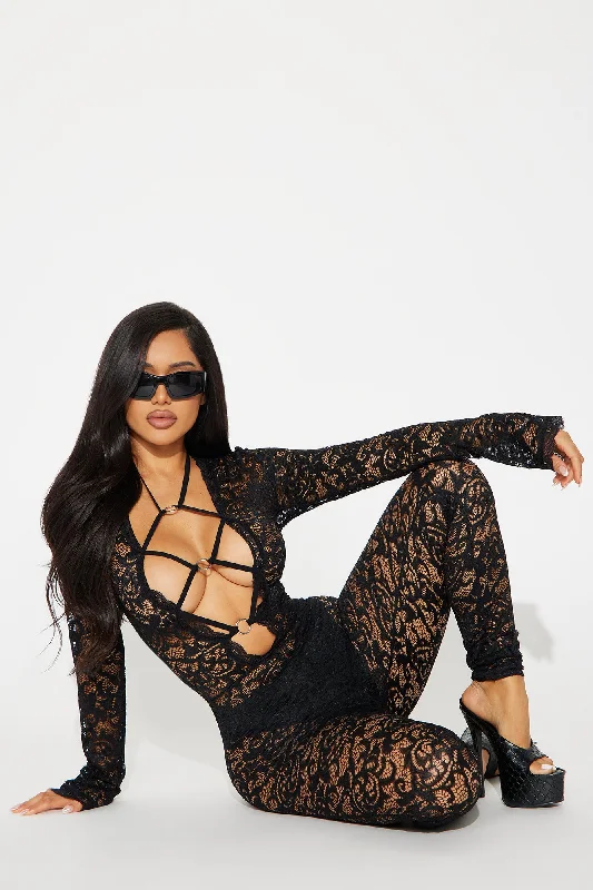 Better Without You Lace Jumpsuit - Black