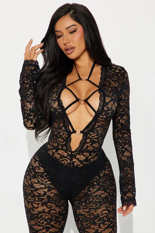 Better Without You Lace Jumpsuit - Black