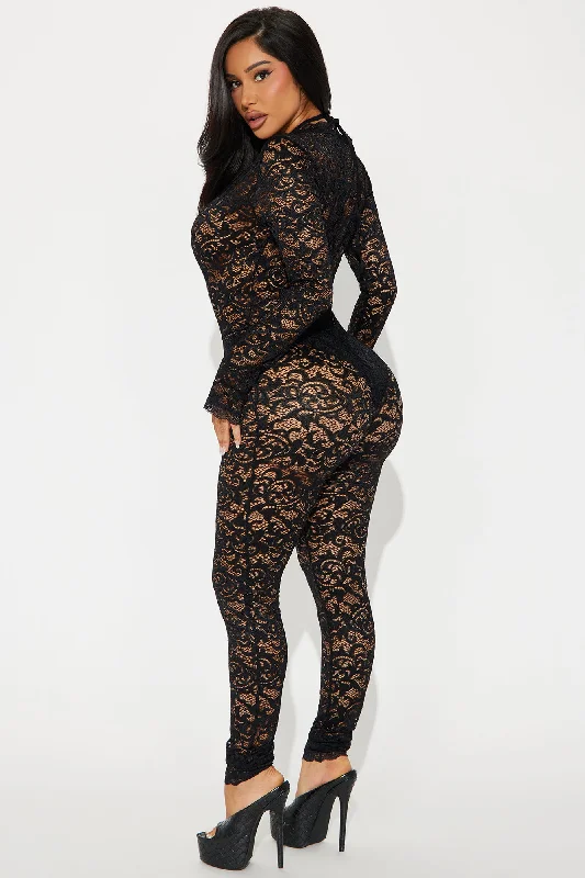 Better Without You Lace Jumpsuit - Black