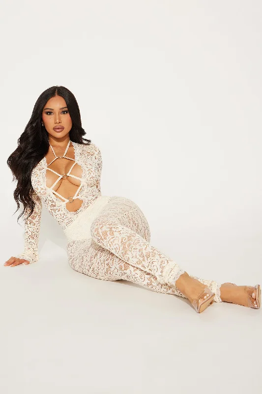 Better Without You Lace Jumpsuit - Cream