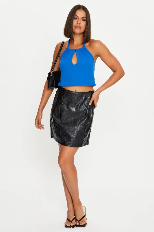 Black Faux Leather Mini Skirt