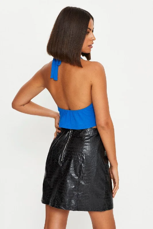 Black Faux Leather Mini Skirt