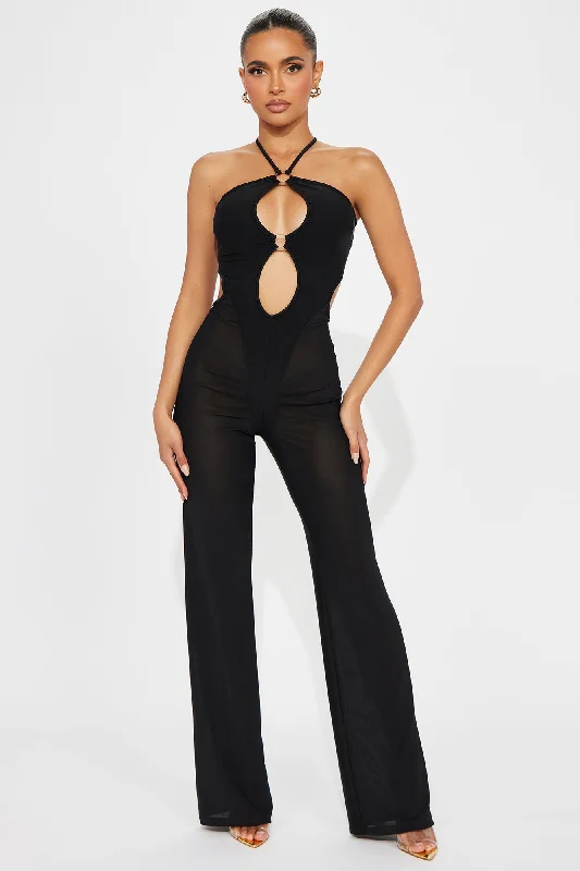 Black Widow Mesh Jumpsuit - Black