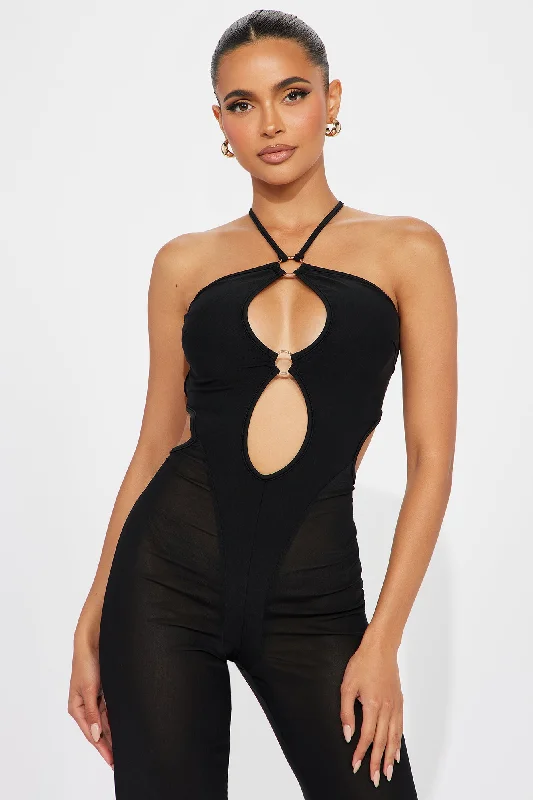 Black Widow Mesh Jumpsuit - Black