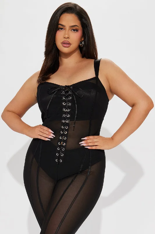 Buy Me A Drink Mesh Jumpsuit - Black