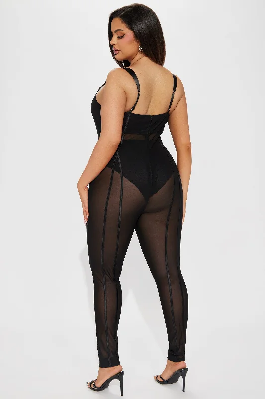 Buy Me A Drink Mesh Jumpsuit - Black