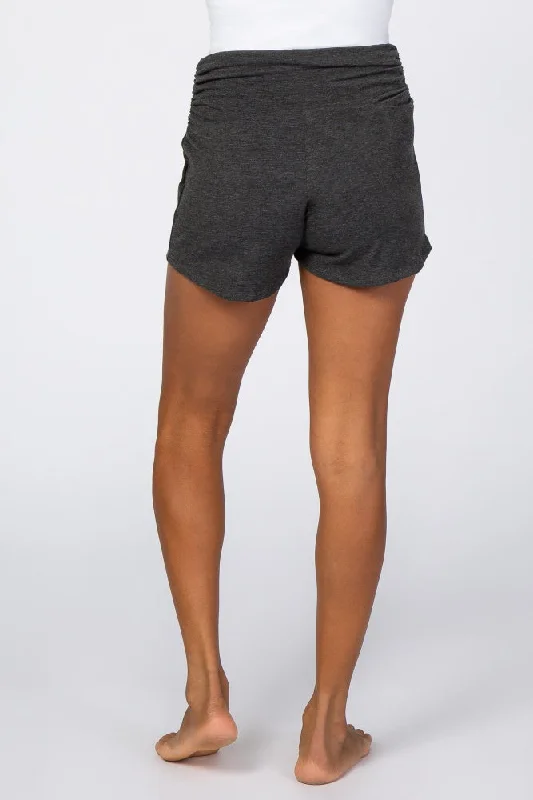 Charcoal Ruched Side Lounge Shorts