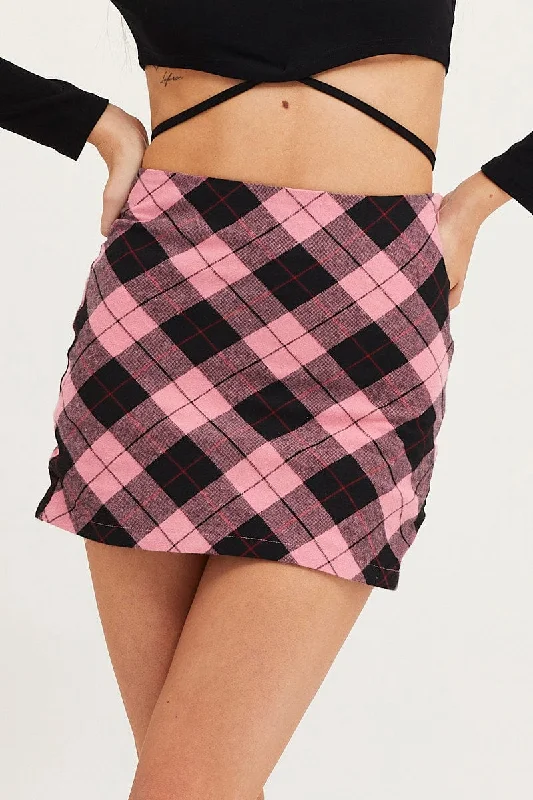 Check Mini Skirt High Rise