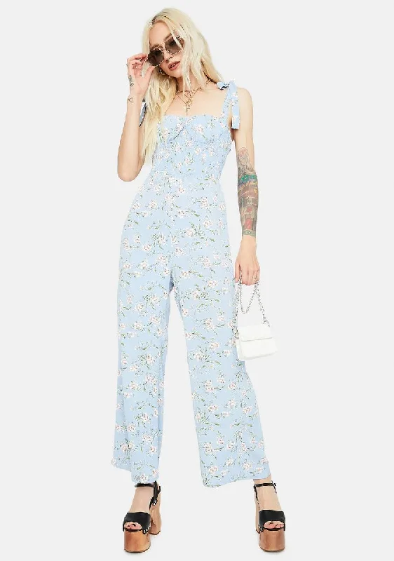 Chill Fresh Air Floral Smocked Jumpsuit