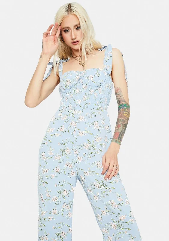 Chill Fresh Air Floral Smocked Jumpsuit