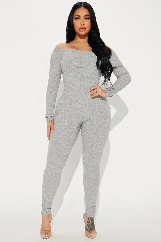 Clarisse Ribbed Jumpsuit - Heather Grey