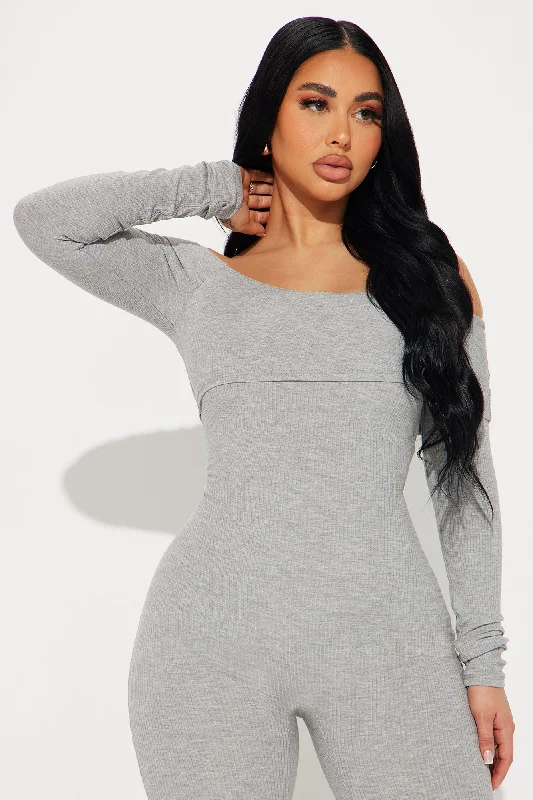 Clarisse Ribbed Jumpsuit - Heather Grey