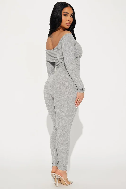 Clarisse Ribbed Jumpsuit - Heather Grey