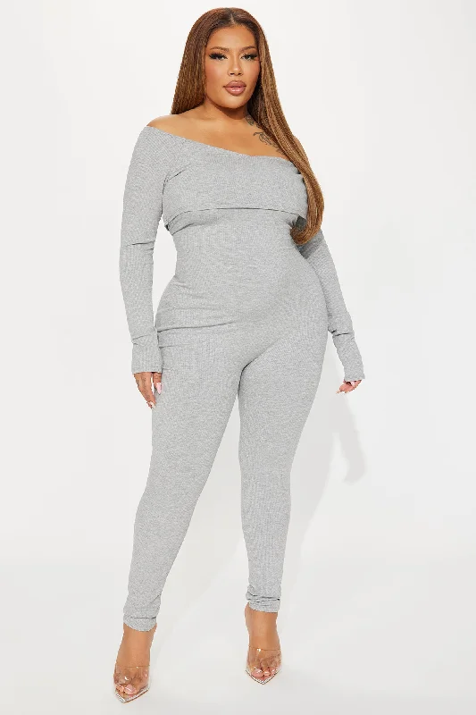 Clarisse Ribbed Jumpsuit - Heather Grey