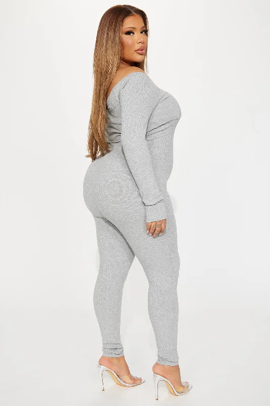 Clarisse Ribbed Jumpsuit - Heather Grey