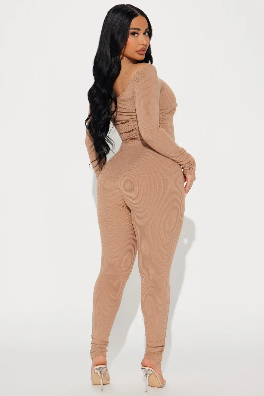 Clarisse Ribbed Jumpsuit - Taupe