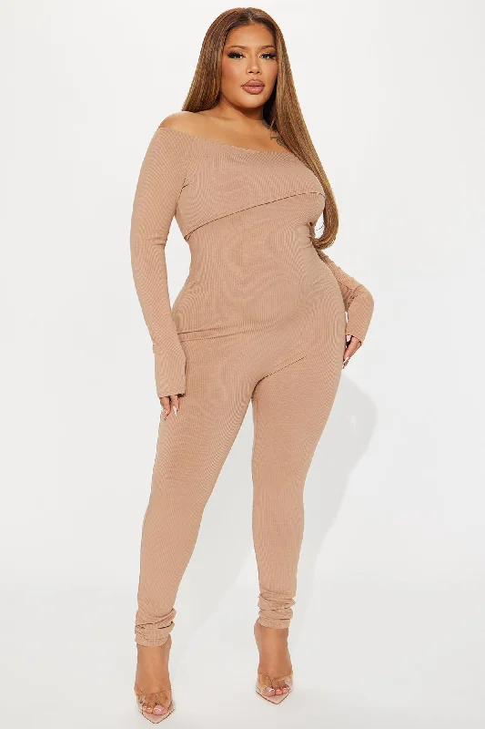 Clarisse Ribbed Jumpsuit - Taupe