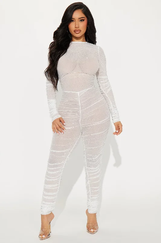 Dream Of Me Mesh Jumpsuit - White