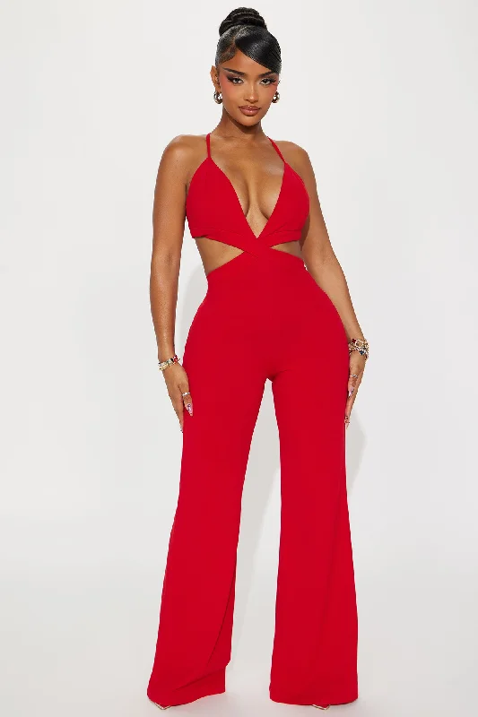 Drop The Pressure Jumpsuit  - Red