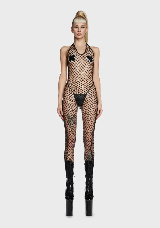 Expert On Everything Fishnet Jumpsuit