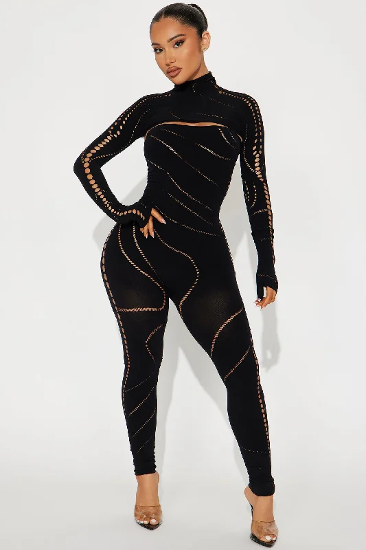 Forever A Baddie Seamless Jumpsuit - Black