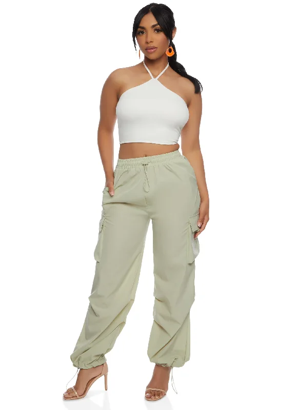 Toggle Drawstring Hem Cargo Pants