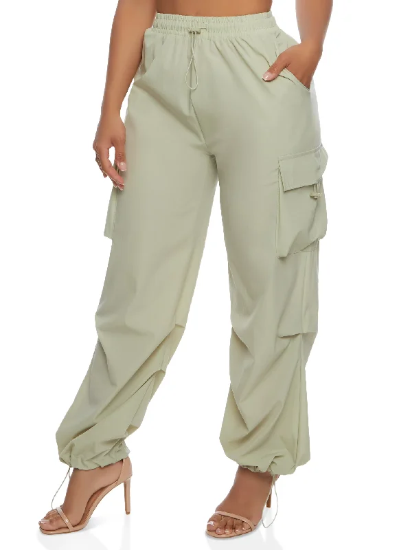 Toggle Drawstring Hem Cargo Pants