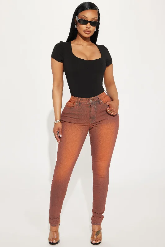 Hampton Tinted High Stretch Skinny Jeans - Orange