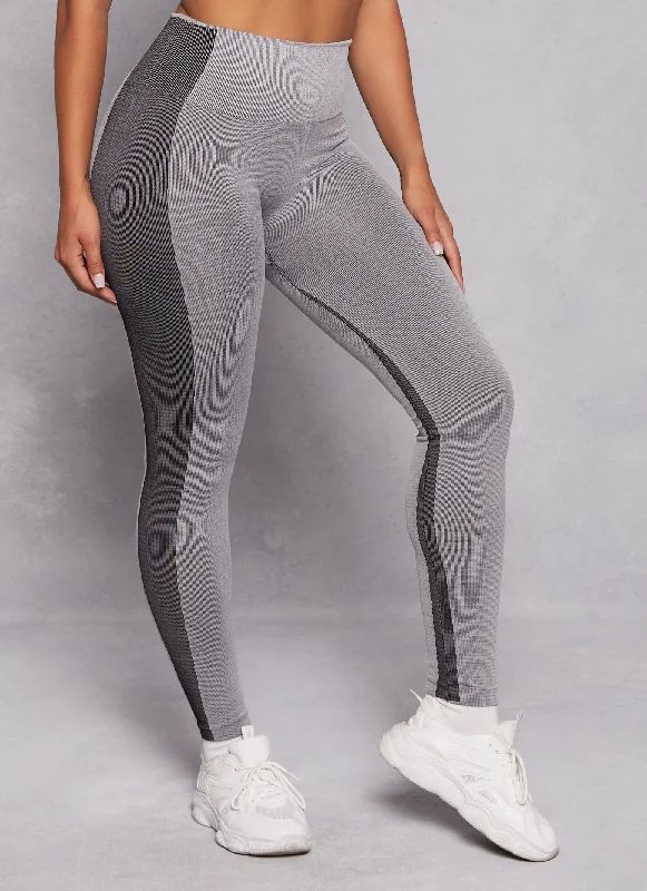 Seamless Striped Detail High Waist Leggings