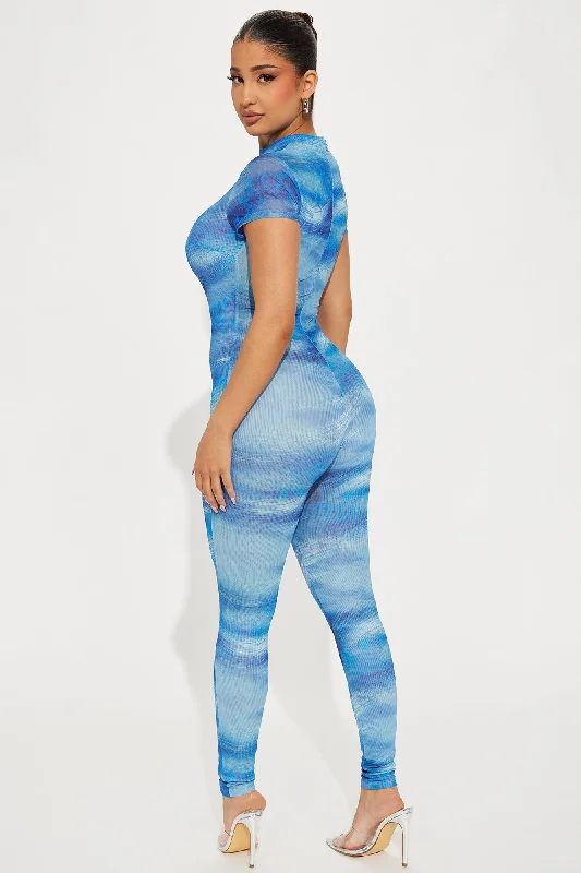 If You Can Mesh Jumpsuit - Blue