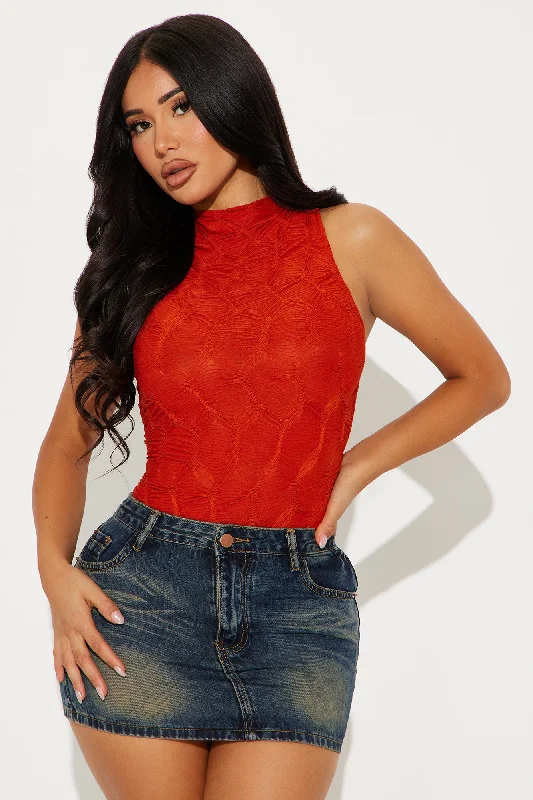 Leilani Textured Bodysuit - Rust