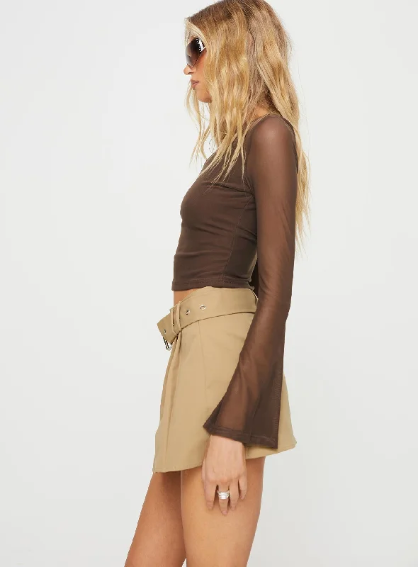 Lio Pleated Mini Skirt Beige